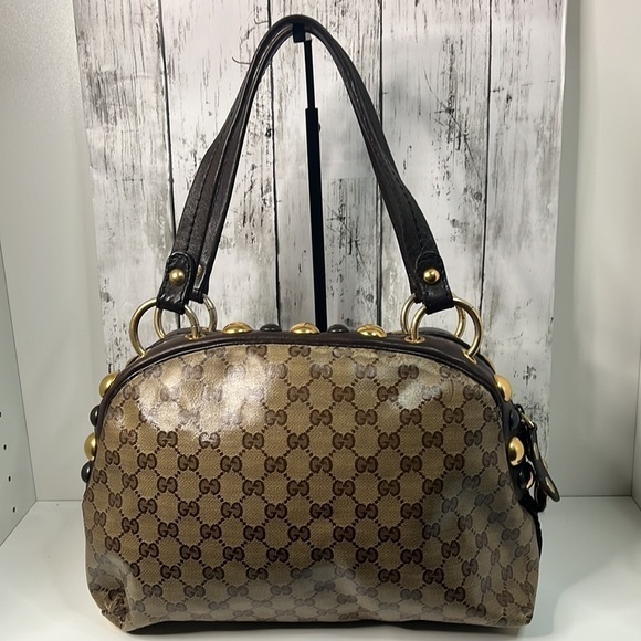 Gucci GG Crystal Canvas Large Babouska Crest Dome Bag - Picture 3 of 17